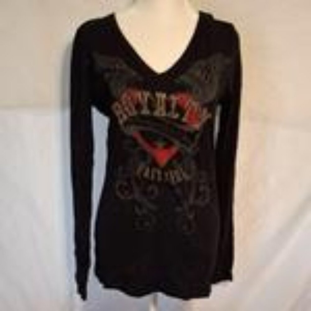 Women's Royalty Black Embellished Long Sleeve Top..